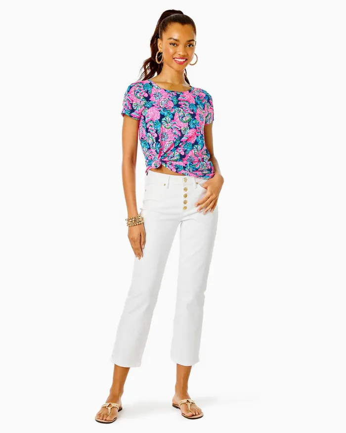Bottoms Women Lilly Pulitzer 27034 South Ocean High Rise Straight Leg Jean Resort White Bottoms Women Lilly Pulitzer 27034 South Ocean High Rise Straight Leg Jean Resort White