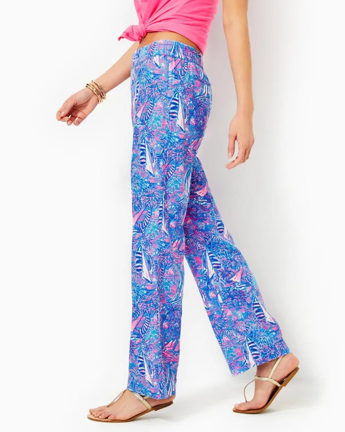 Bottoms Women Lilly Pulitzer 31034 Deri Linen Palazzo Pant Boca Blue Its A Sailabration Bottoms Women Lilly Pulitzer 31034 Deri Linen Palazzo Pant Boca Blue Its A Sailabration