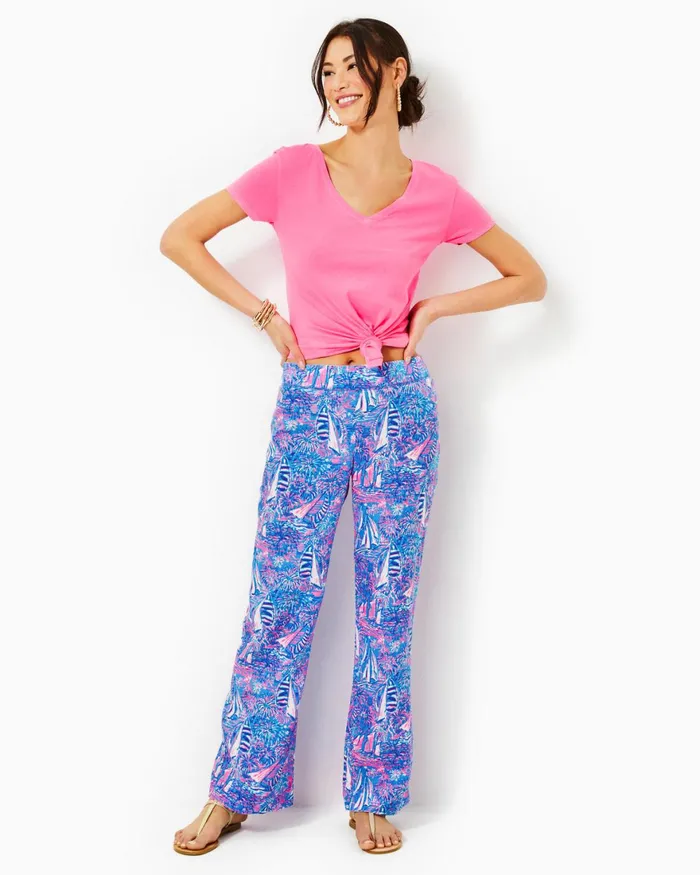 Bottoms Women Lilly Pulitzer 31034 Deri Linen Palazzo Pant Boca Blue Its A Sailabration Bottoms Women Lilly Pulitzer 31034 Deri Linen Palazzo Pant Boca Blue Its A Sailabration
