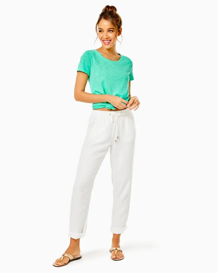 Bottoms Women Lilly Pulitzer 31034 Taron MidRise Linen Pant Resort White Bottoms Women Lilly Pulitzer 31034 Taron MidRise Linen Pant Resort White