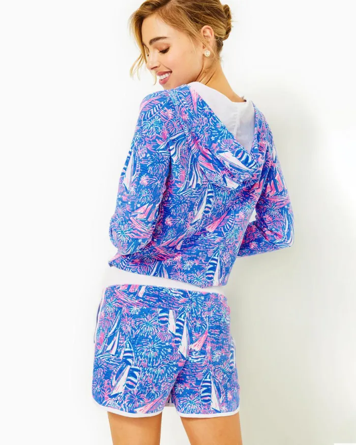 Bottoms Women Lilly Pulitzer 4034 Trysta Knit Short Boca Blue Its A Sailabration
