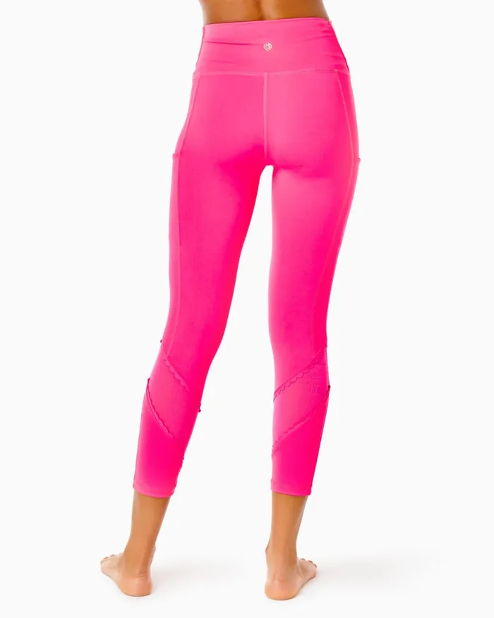 Bottoms Women Lilly Pulitzer UPF 50 Luxletic 24034 South Beach High Rise Midi Legging Pink Grenadine