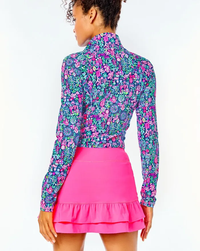 Bottoms Women Lilly Pulitzer UPF 50 Luxletic Fern Ruffle Skort Pink Grenadine