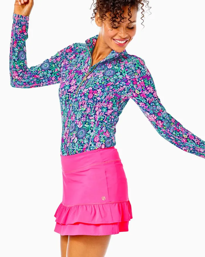 Bottoms Women Lilly Pulitzer UPF 50 Luxletic Fern Ruffle Skort Pink Grenadine Bottoms Women Lilly Pulitzer UPF 50 Luxletic Fern Ruffle Skort Pink Grenadine