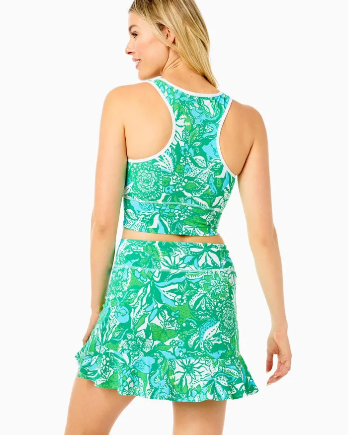 Bottoms Women Lilly Pulitzer UPF 50 Luxletic Zadora High Rise Skort Botanical Green Safari Sangria