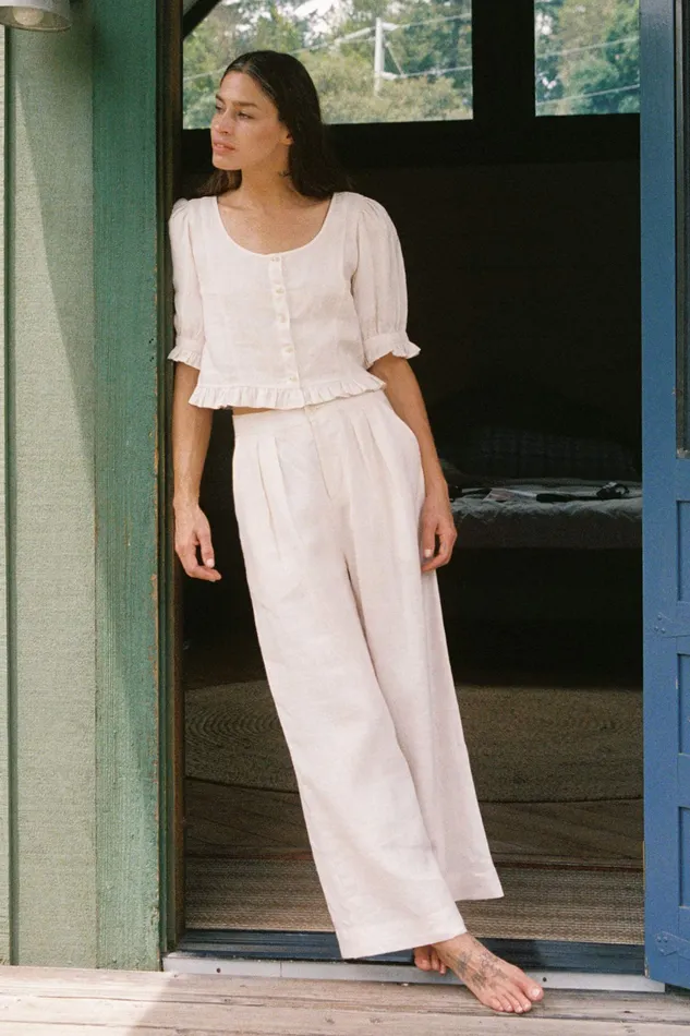 Bottoms Women The Asa Pant Pearl Linen Christy Dawn