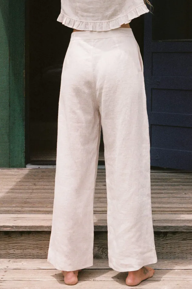 Bottoms Women The Asa Pant Pearl Linen Christy Dawn