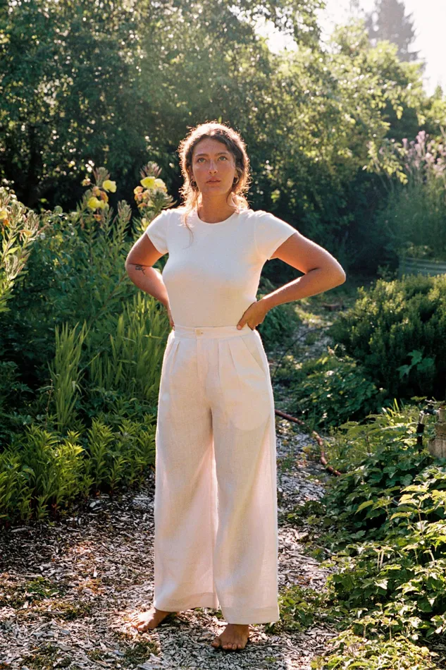 Bottoms Women The Asa Pant Pearl Linen Christy Dawn