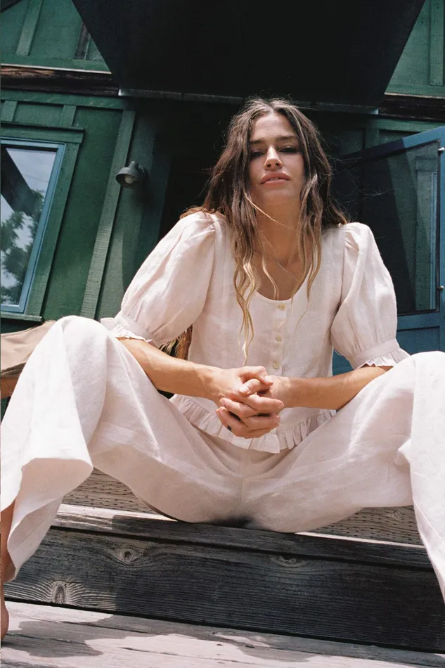 Bottoms Women The Asa Pant Pearl Linen Christy Dawn