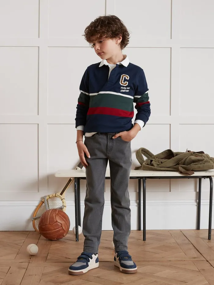 Boys Clothing Cyrillus Relaxed Denim Trousers Denim Gris Fonce