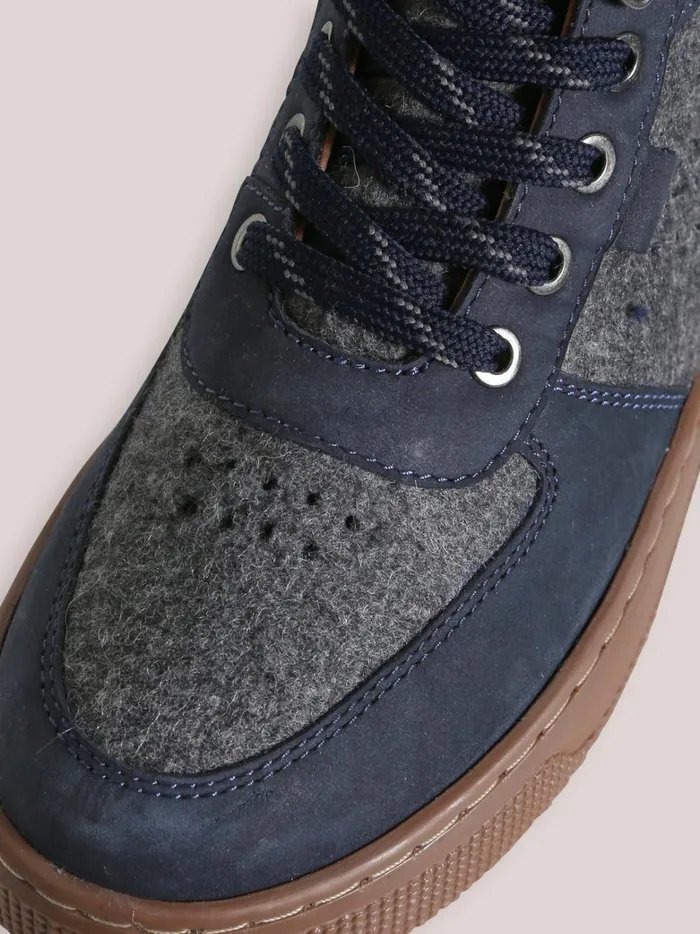 Boys Shoes Cyrillus Leather And Wool Sneakers Gris Chine Fonce