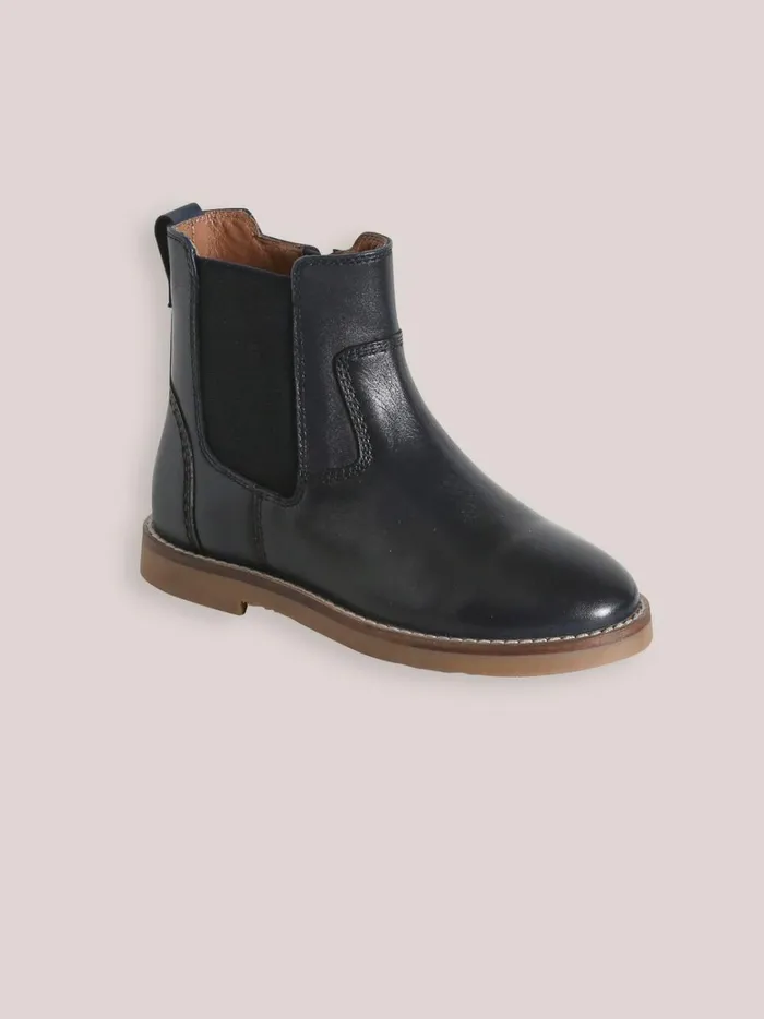 Boys Shoes Cyrillus Leather Chelsea Boots Marine