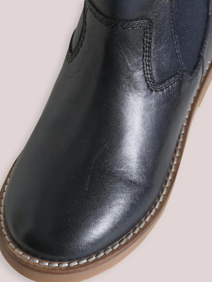 Boys Shoes Cyrillus Leather Chelsea Boots Marine