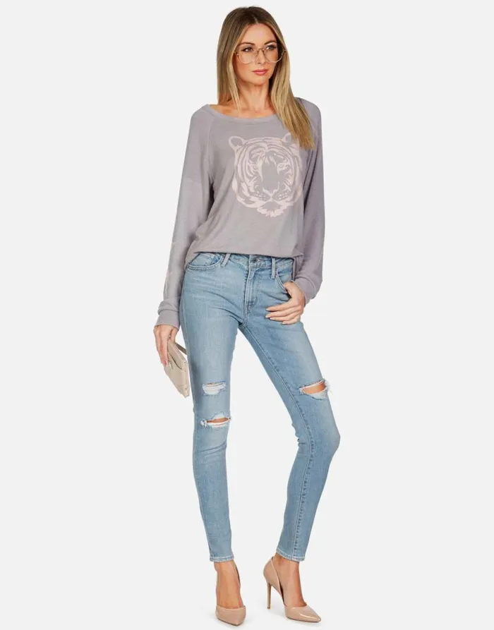 Brenna Tiger Face Stone Women Lauren Moshi Long Sleeve