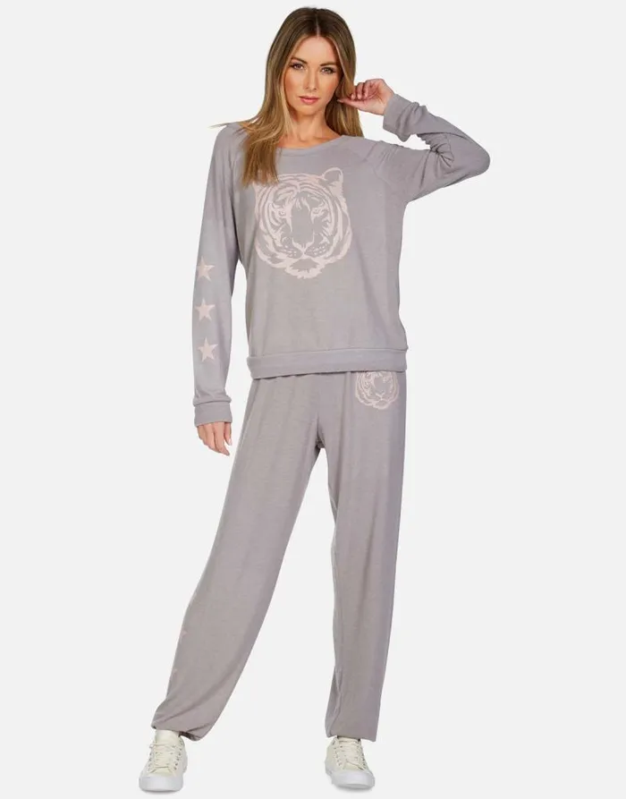 Brenna Tiger Face Stone Women Lauren Moshi Long Sleeve