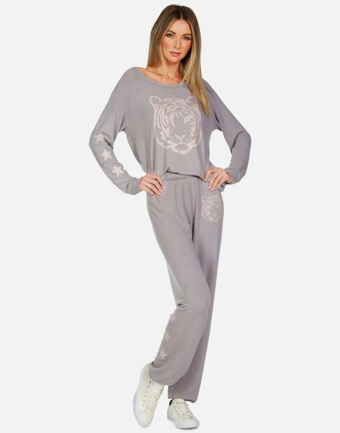 Brenna Tiger Face Stone Women Lauren Moshi Long Sleeve
