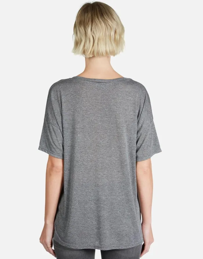 Brixton Safety Pin Heart Heather Grey Women Lauren Moshi Short Sleeve