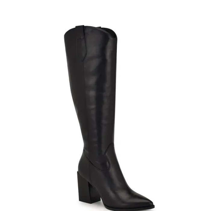 Bromwel Block Heel Boots Black Leather Women Nine West Boots and Booties Bromwel Block Heel Boots Black Leather Women Nine West Boots and Booties