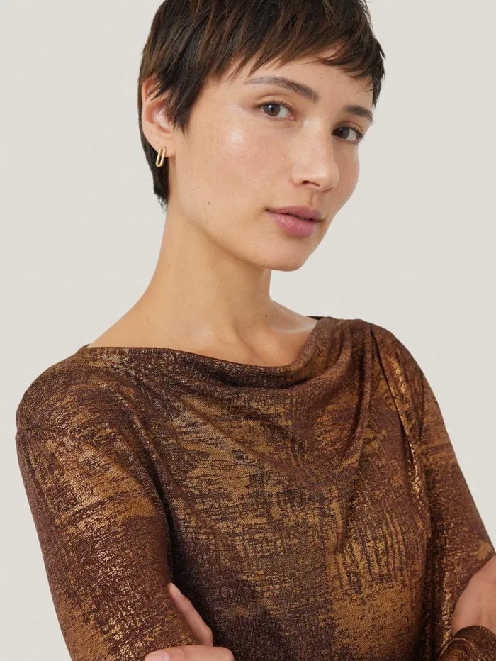 Brushed Bronze Cowl Top Bronze Women Jigsaw Party