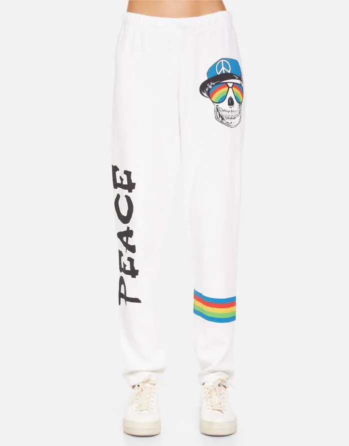 Brynn Rainbow Peace Skull Milk Women Lauren Moshi Long Sweatpants