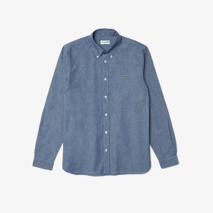 Button Down Shirts Men Lacoste Men039s Slim Fit Cotton Chambray Shirt Blue Cdz