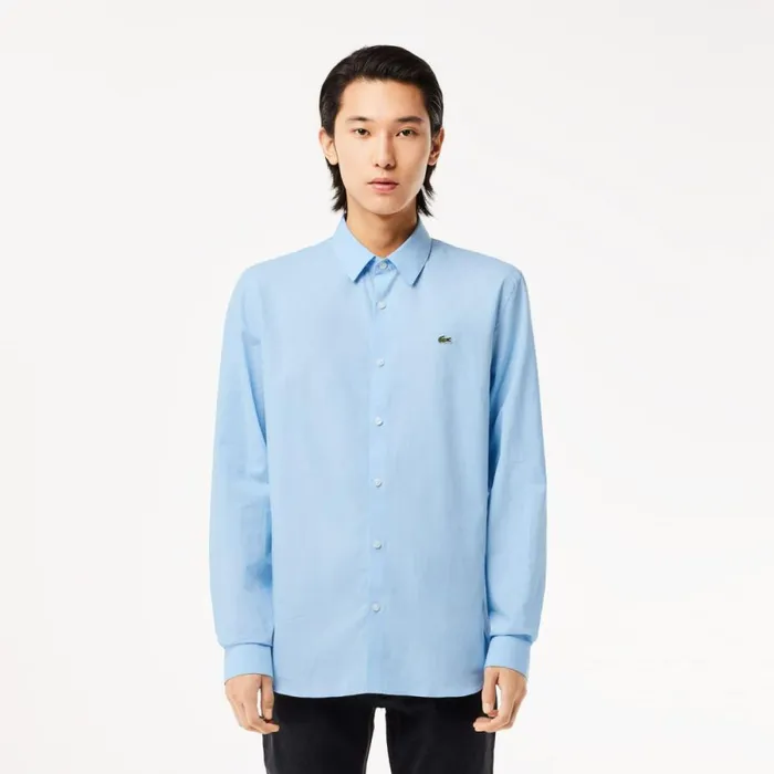 Button Down Shirts Men Lacoste Men039s Slim Fit Stretch Cotton Poplin Shirt Pastel Blue Hbp
