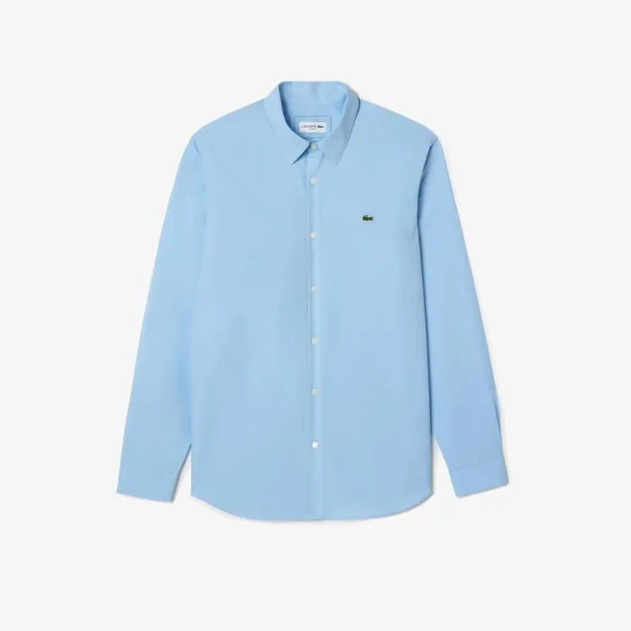 Button Down Shirts Men Lacoste Men039s Slim Fit Stretch Cotton Poplin Shirt Pastel Blue Hbp