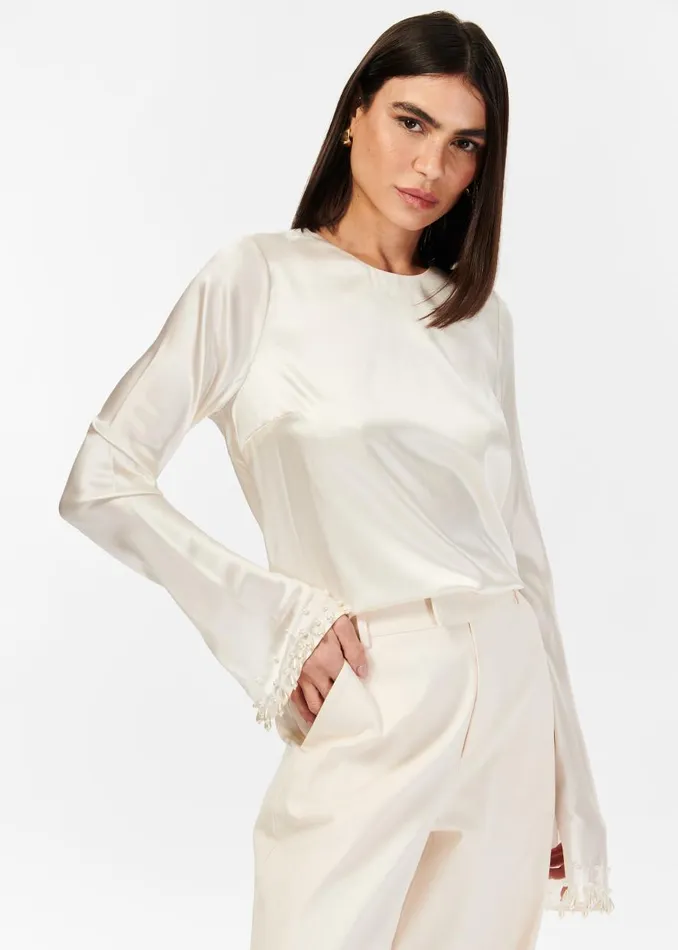 CAMI NYC Tops and Sweaters Women Margarita Pearl Top Macadamia