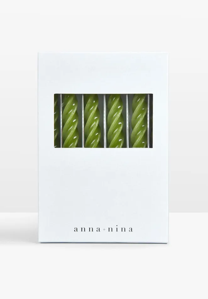 Candles Women Hush Anna and Nina 8211 Twisted Candles Set Of Six Moss Green