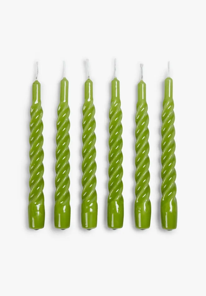 Candles Women Hush Anna and Nina 8211 Twisted Candles Set Of Six Moss Green