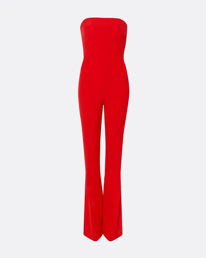 Capes and Harnesses Safiyaa Women Agnes Cherry Red Harness With Myrine Jumpsuit Cherry Red