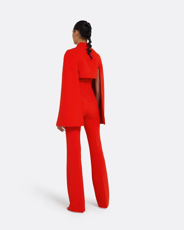 Capes and Harnesses Safiyaa Women Agnes Cherry Red Harness With Myrine Jumpsuit Cherry Red