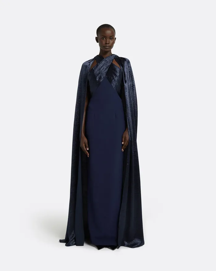 Capes and Harnesses Women Safiyaa Alara Maritime Long Dress Maritime Blue