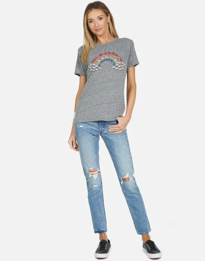Capri Fruit Rainbow Heather Grey Women Lauren Moshi Short Sleeve