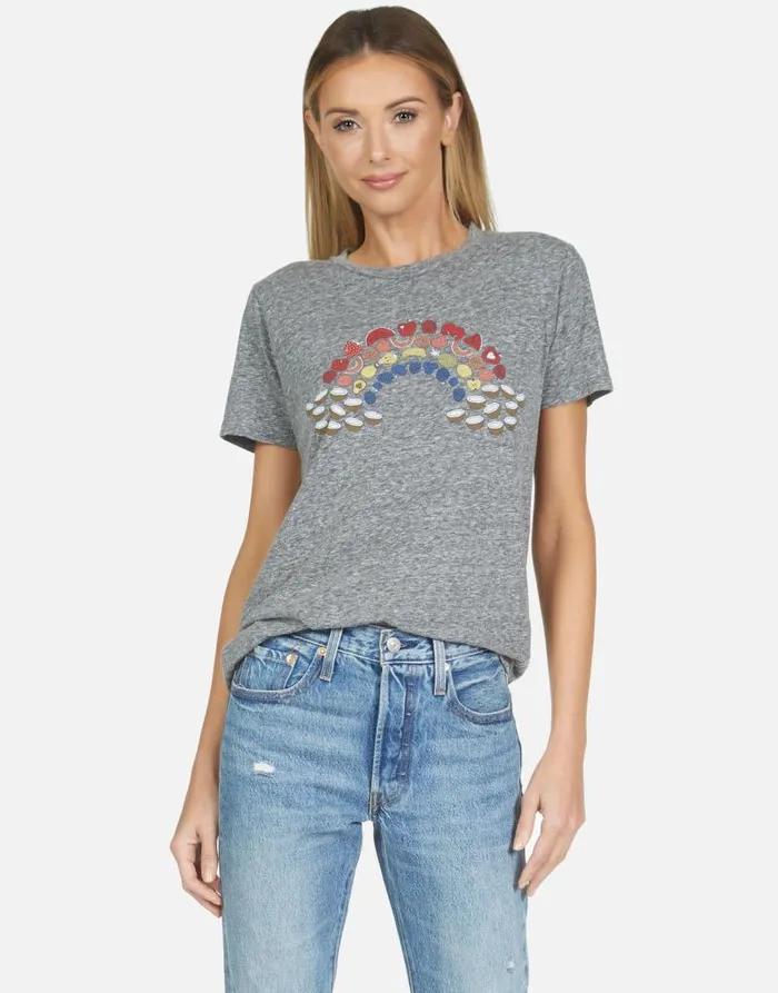 Capri Fruit Rainbow Heather Grey Women Lauren Moshi Short Sleeve