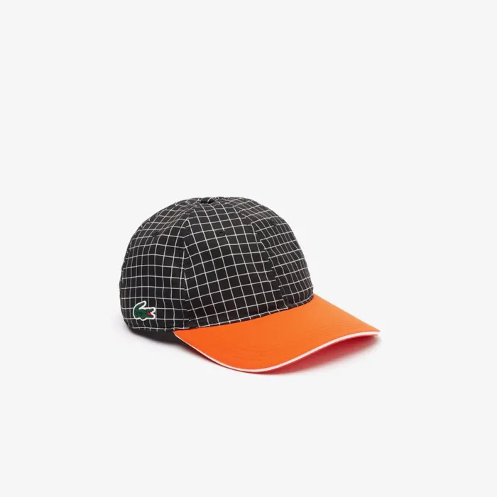 Caps and Hats Men Lacoste Men039s Hardwearing Lightweight Tennis Cap Black Orange Qxi