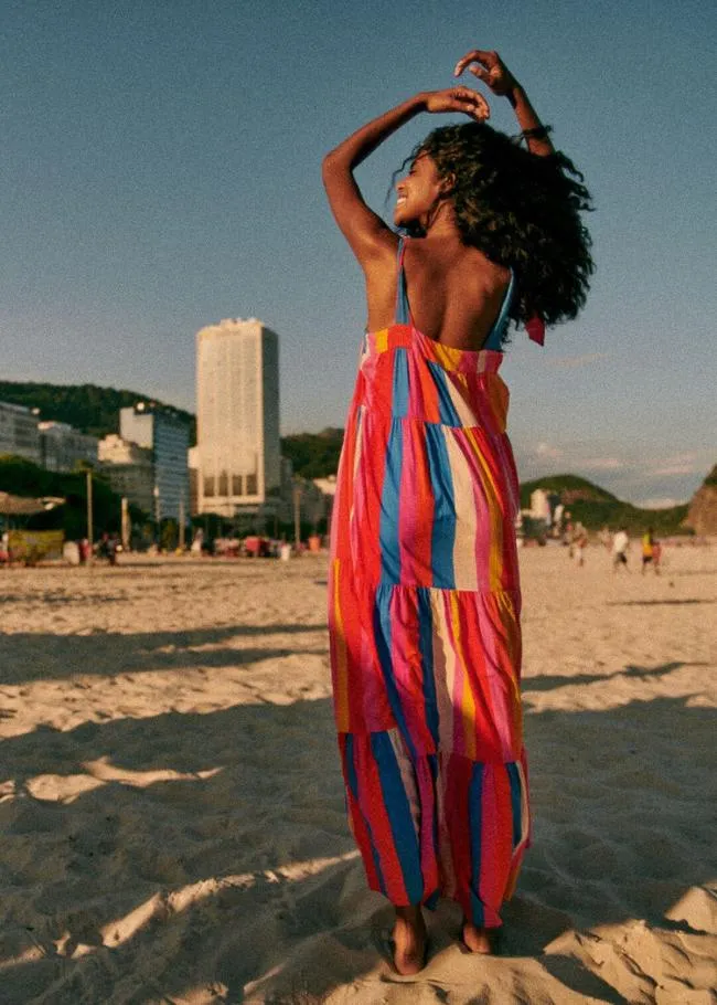 Carioca Stripes Multicolor Mara Maxi Dress Women FARM Rio Maxi Dresses