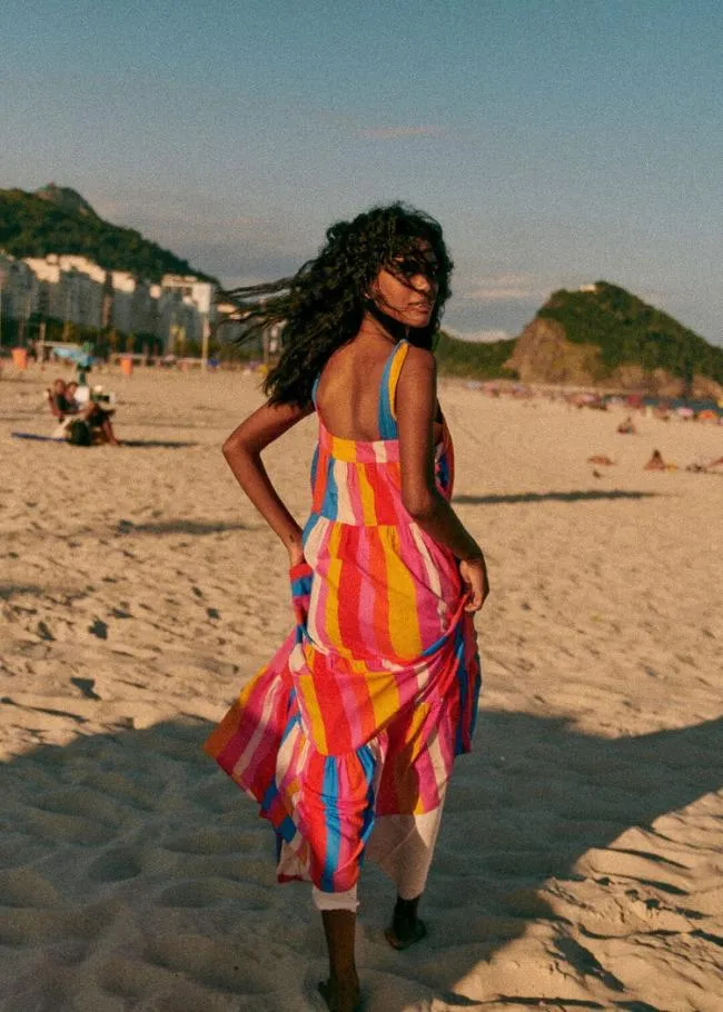 Carioca Stripes Multicolor Mara Maxi Dress Women FARM Rio Maxi Dresses