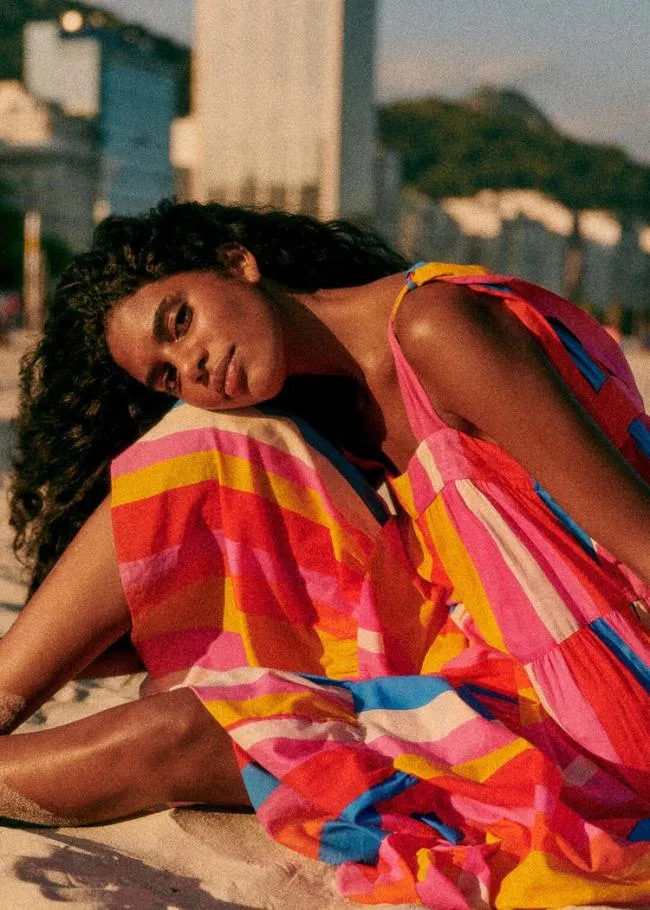 Carioca Stripes Multicolor Mara Maxi Dress Women FARM Rio Maxi Dresses