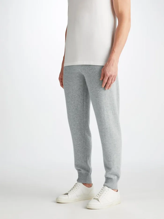 Cashmere Trousers Men Derek Rose Track Pants Finley Cashmere Silver