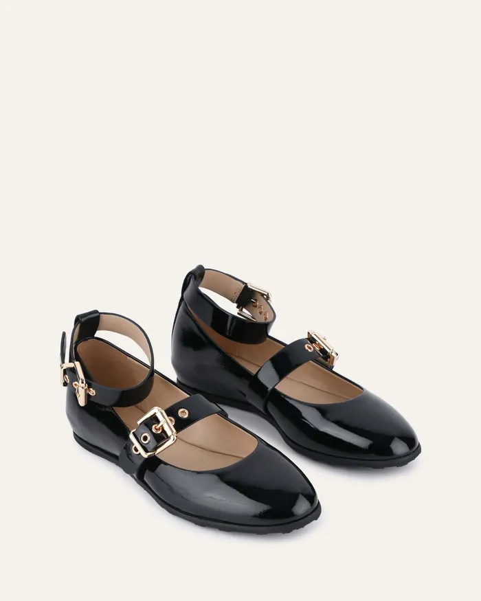 CASUAL Hera casual flats black crinkle patent jomercer Women CASUAL Hera casual flats black crinkle patent jomercer Women