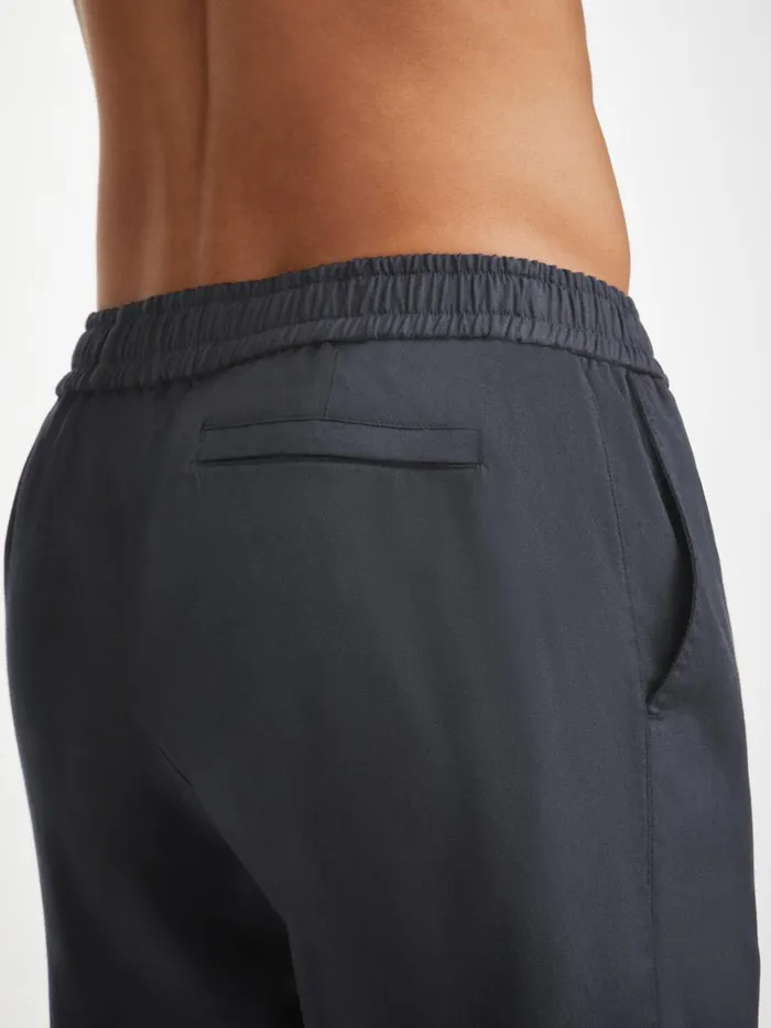 Casual Shorts Men Derek Rose Shorts Harris Lyocell Cotton Navy