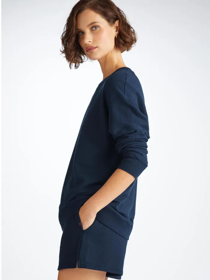 Casual Shorts Women Derek Rose Sweat Shorts Quinn Cotton Modal Navy