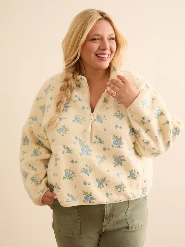 Cele Embroidered Floral Sherpa Jacket Ivoryblue Women Altar039d State Jackets