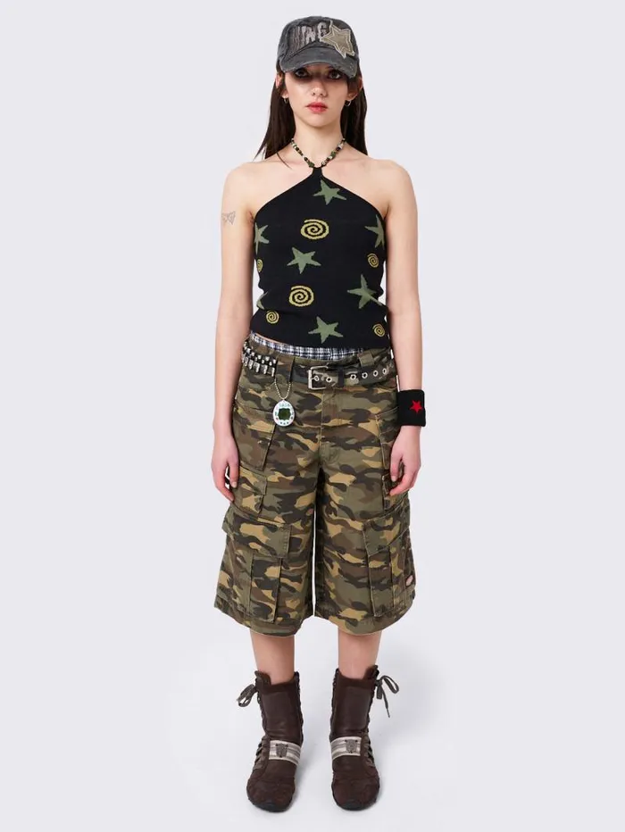 Celestial Swirl Beaded Halter Top Women Minga London Tops and TShirts