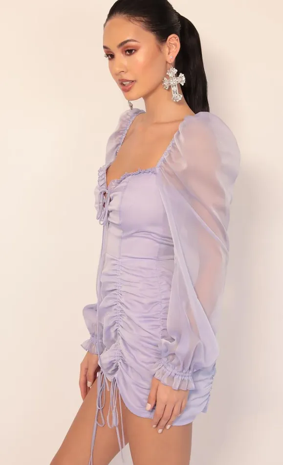 Chiffon Puff Sleeve Dress Lavender Women LUCY IN THE SKY Mini Dresses Chiffon Puff Sleeve Dress Lavender Women LUCY IN THE SKY Mini Dresses