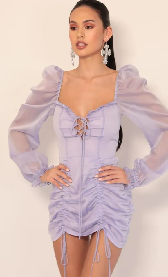 Chiffon Puff Sleeve Dress Lavender Women LUCY IN THE SKY Mini Dresses Chiffon Puff Sleeve Dress Lavender Women LUCY IN THE SKY Mini Dresses