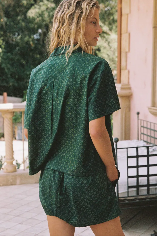 Christy Dawn Tops and Blouses Women The Skylar Top Green Petunia Dot