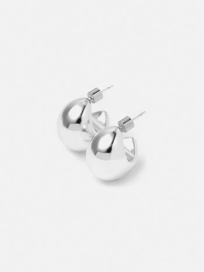 Chunky Dome Earrings Silver Women Jigsaw Jewellery