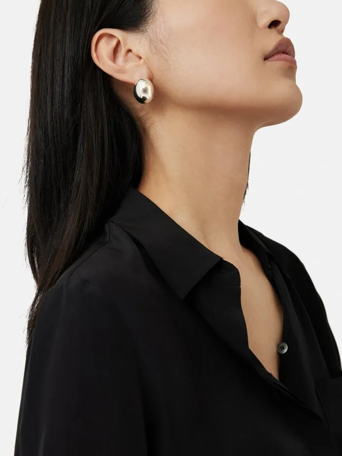 Chunky Dome Earrings Silver Women Jigsaw Party
